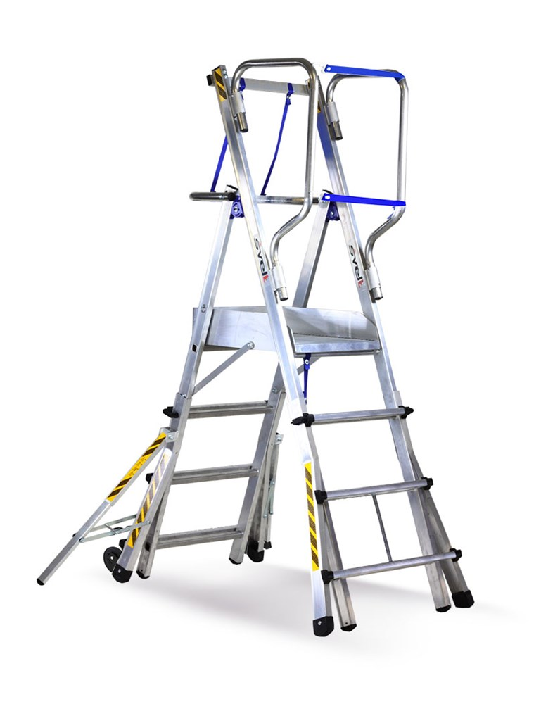 [SFLYTL204+3] SSVELT TeleFly Light S Teleskop-Plattformleiter mit Geländerschutz 1,00 - 2,00 m (4+3 stufen 1,00 / 1,52 m 20,5 kg)