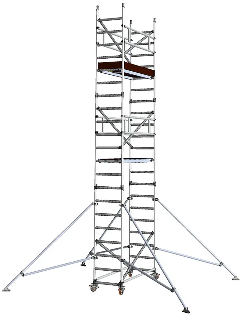SVELT Tempo Tech S Échafaudage roulant 3,00 × 0,74 m | Longueur de plateforme 3,00 m | Hauteur d’échafaudage 10,76 m