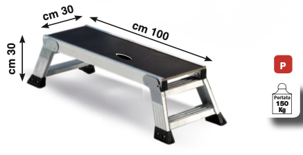 [SSALIG34EN] Marchepied télescopique en aluminium SVELT, réglable de 30 à 93 cm (Platformhoogte 30 cm (30x100x30 cm))