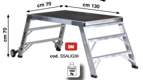 SVELT Up Down Aluminium-Trittplattform 30 bis 93 cm