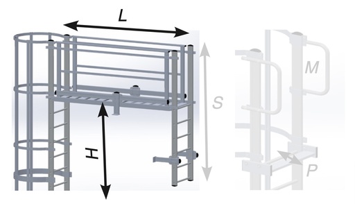 [SGPS2100] SGPS2100 - SVELT Afstap met brug en beveiliging L: 2100 - H: 1700 mm