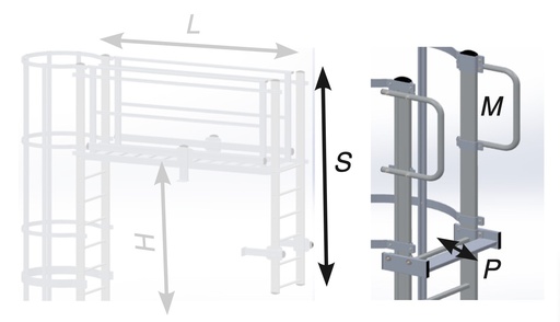 [SVET031] SVET031 - SVELT Opstap met loopbrug en veiligheidsvoorziening S: 580 - 880 mm